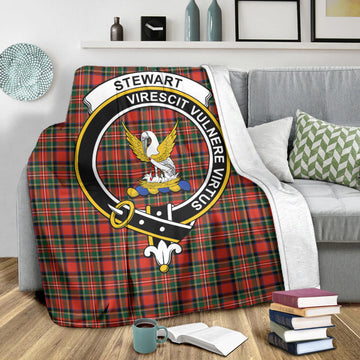 Stewart Royal Modern Tartan Blanket with Family Crest