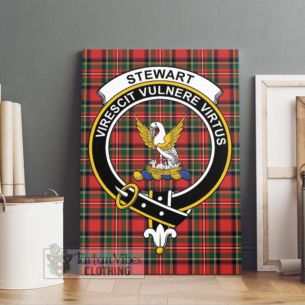 Stewart Royal Modern Tartan Canvas Print Wall Art with Family Crest Without Frame - Tartan Vibes Clothing