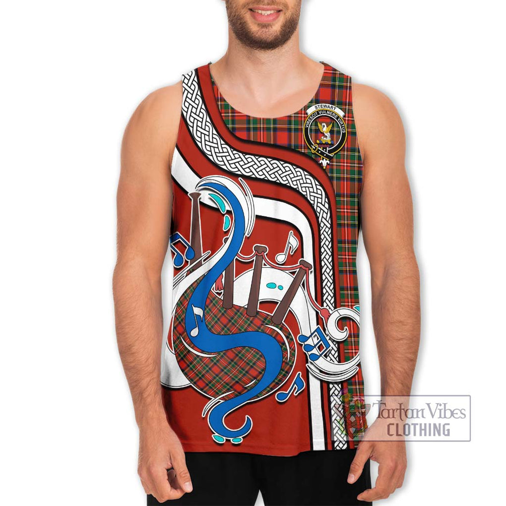 Stewart Royal Modern Tartan Men's Tank Top with Epic Bagpipe Style Men - Tartanvibesclothing Shop