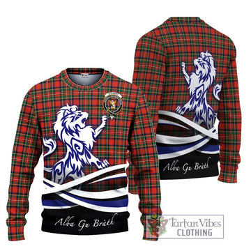 Stewart Royal Modern Tartan Ugly Sweater with Alba Gu Brath Regal Lion Emblem