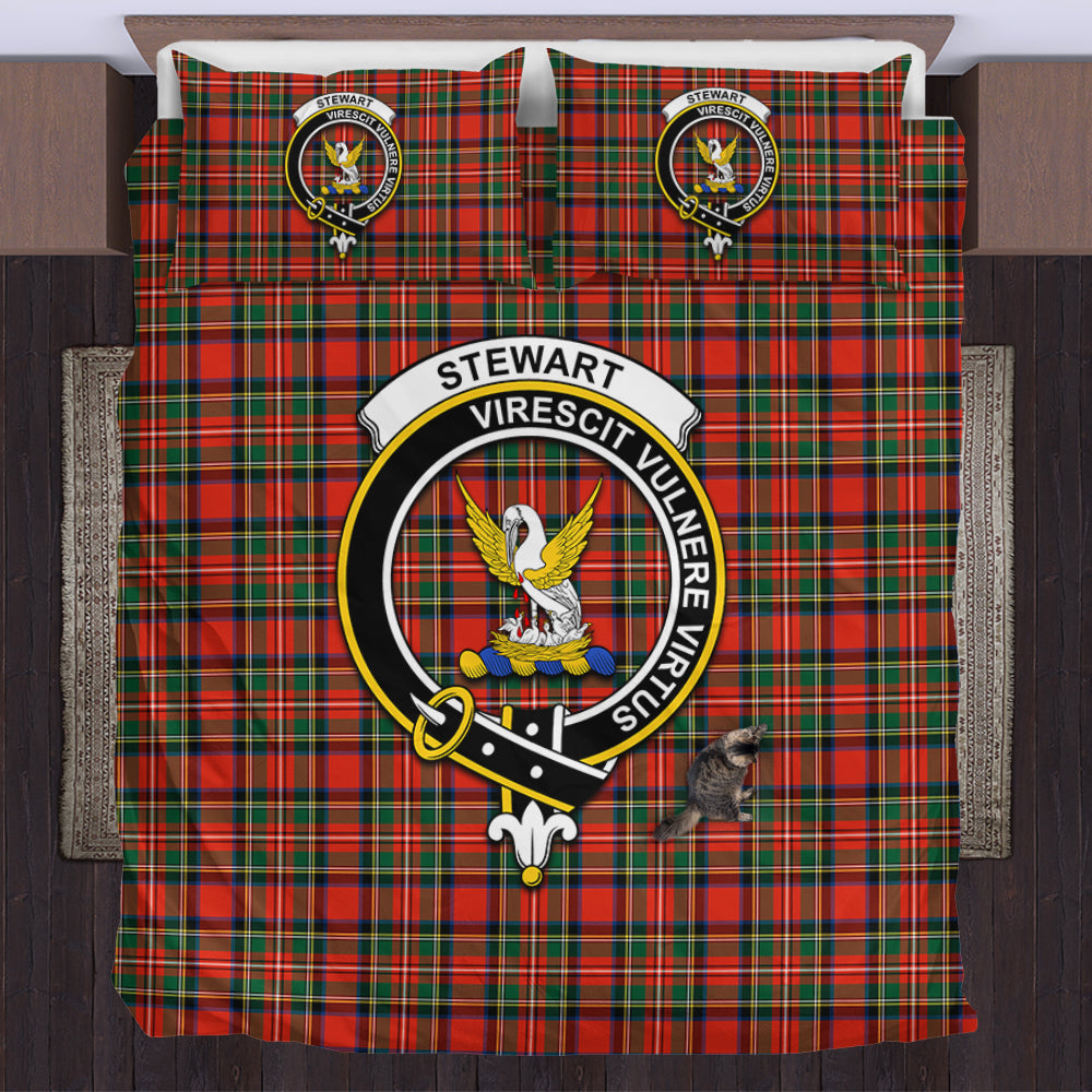 Stewart Royal Modern Tartan Bedding Set with Family Crest US Bedding Set - Tartan Vibes Clothing