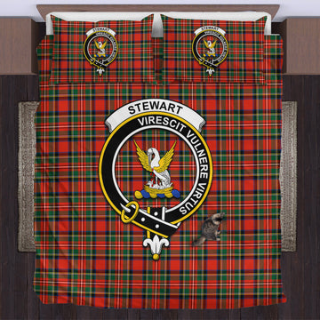 Stewart Royal Modern Tartan Bedding Set with Family Crest