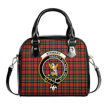 Stewart Royal Modern Tartan Shoulder Handbags with Family Crest