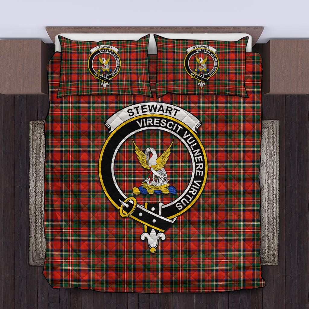 Stewart Royal Modern Tartan Quilt Bed Set with Family Crest Twin - Tartan Vibes Clothing