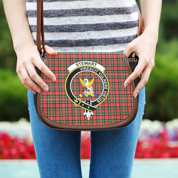 Stewart Royal Modern Tartan Saddle Bag with Family Crest