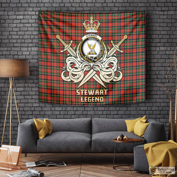 Stewart Royal Modern Tartan Tapestry with Clan Crest and the Golden Sword of Courageous Legacy