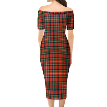 Stewart Royal Modern Tartan Off Shoulder Lady Dress