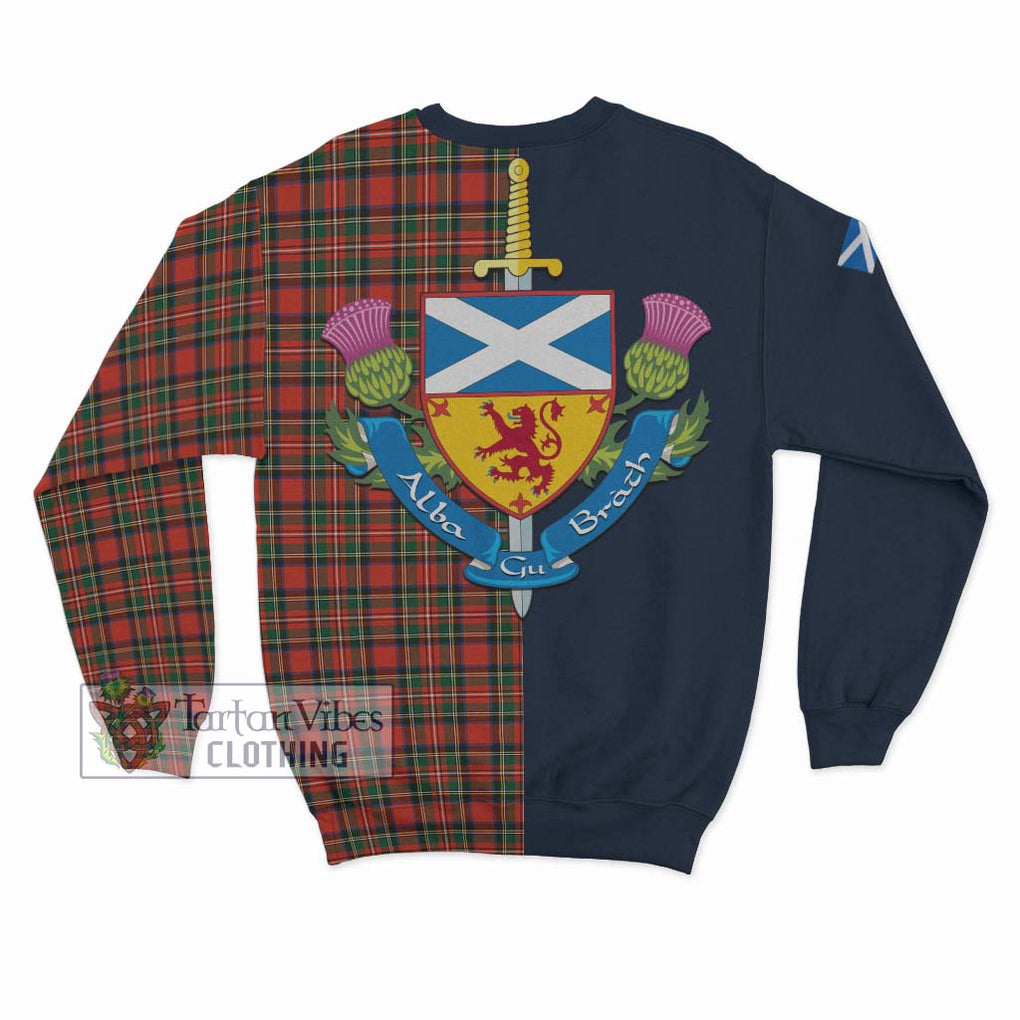 Tartan Vibes Clothing Stewart Royal Modern Tartan Sweatshirt with Scottish Lion Royal Arm Half Style