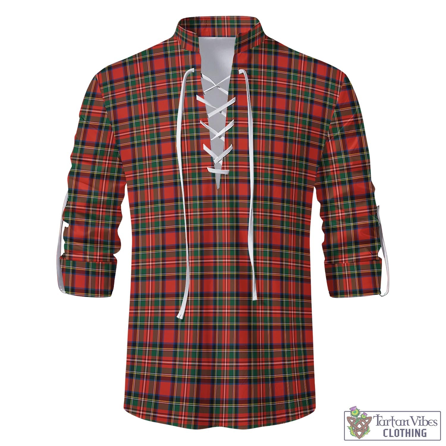 Tartan Vibes Clothing Stewart Royal Modern Tartan Men's Scottish Traditional Jacobite Ghillie Kilt Shirt