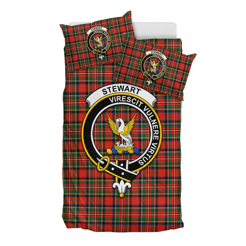 Stewart Royal Modern Tartan Bedding Set with Family Crest - Tartan Vibes Clothing