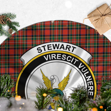 Stewart Royal Modern Tartan Christmas Tree Skirt with Family Crest