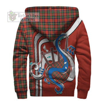 Stewart Royal Modern Tartan Sherpa Hoodie with Epic Bagpipe Style