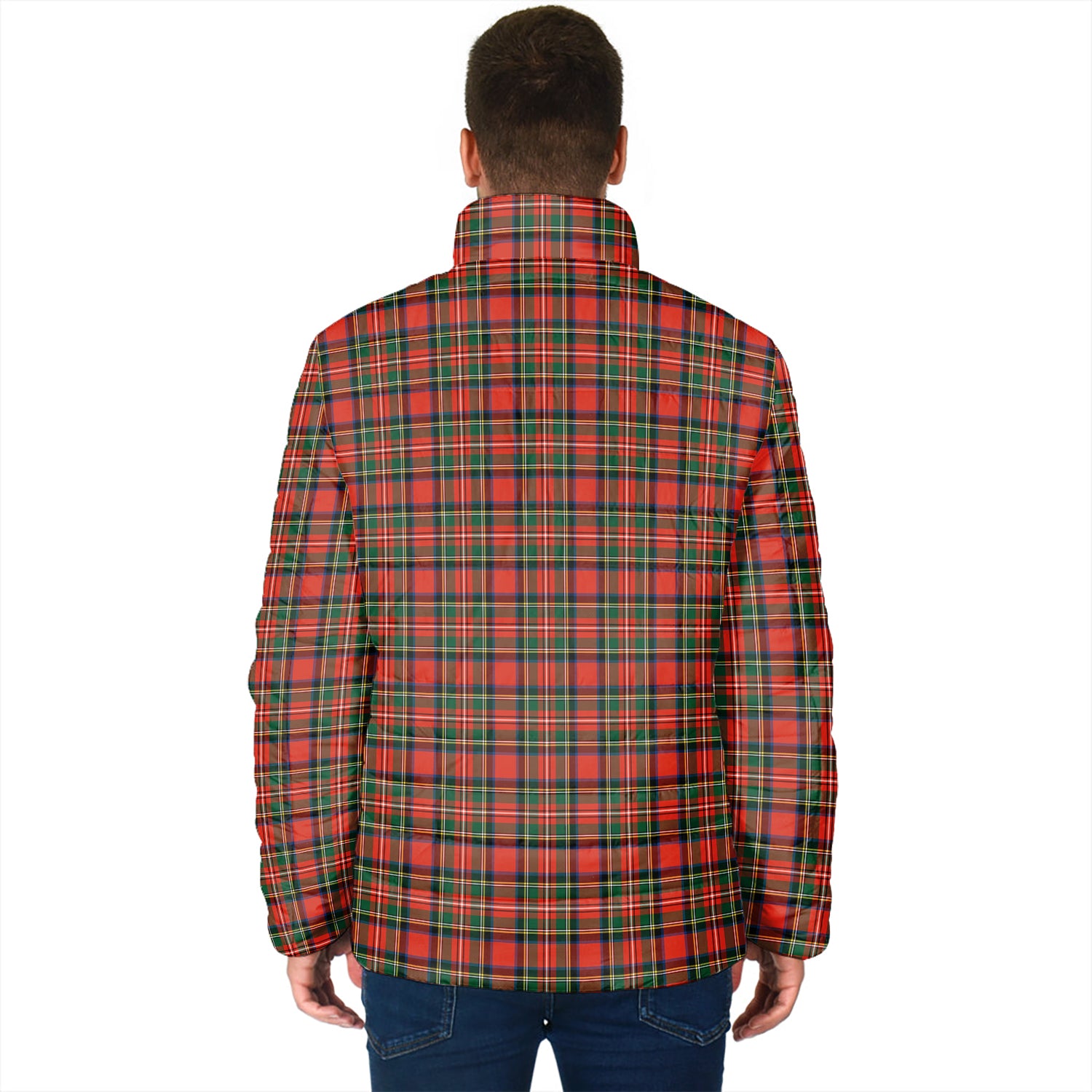 Stewart Royal Modern Tartan Padded Jacket with Family Crest - Tartan Vibes Clothing