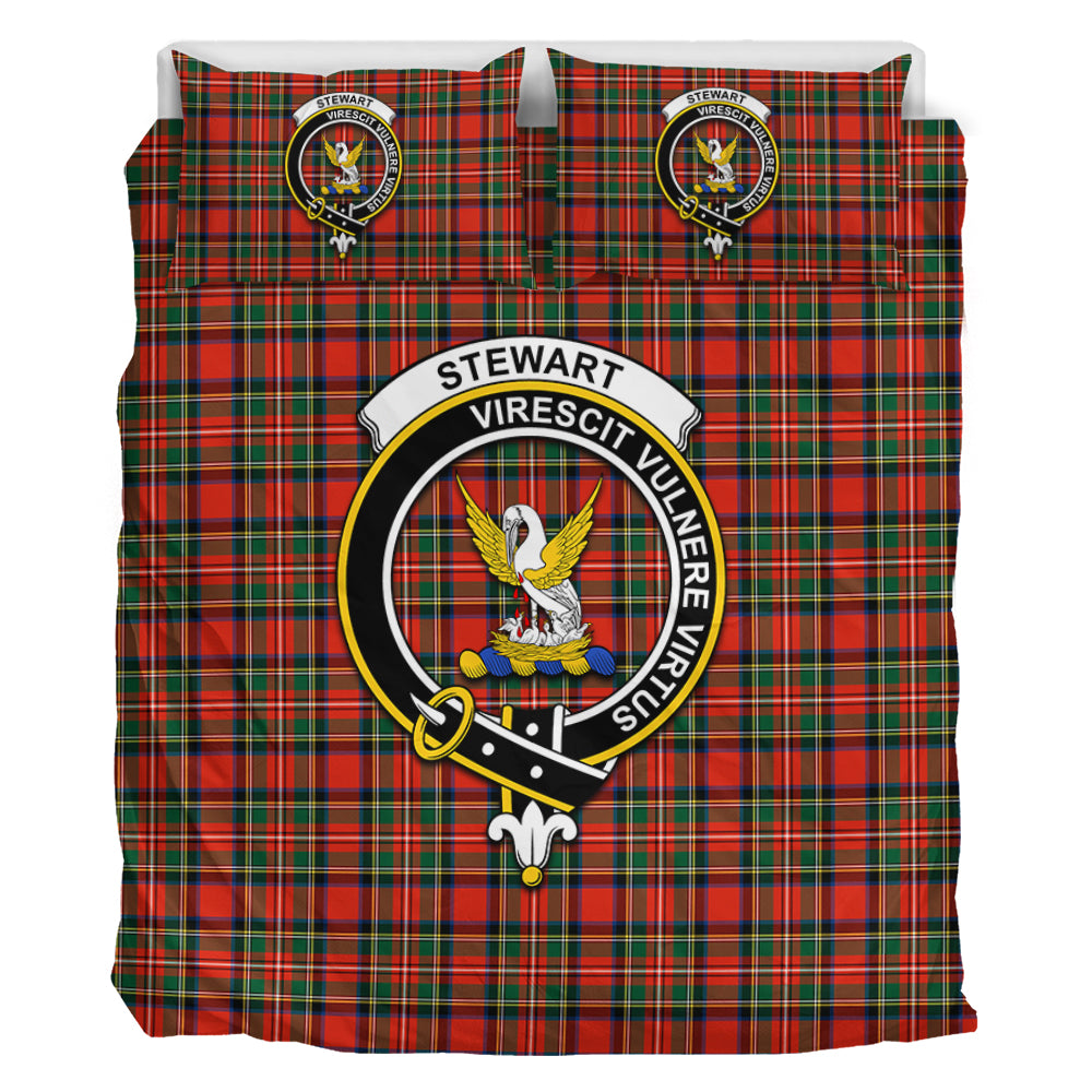 Stewart Royal Modern Tartan Bedding Set with Family Crest - Tartan Vibes Clothing