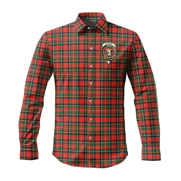 Stewart Royal Modern Tartan Long Sleeve Button Up Shirt with Family Crest