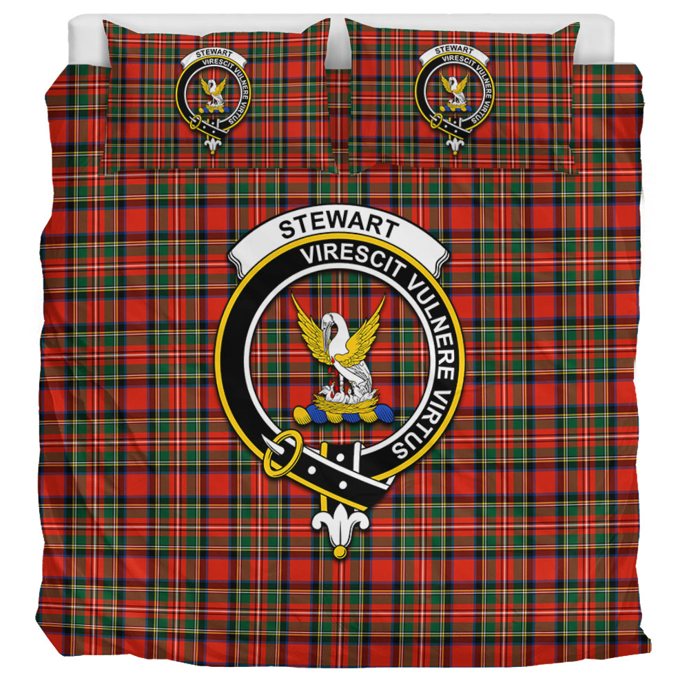 Stewart Royal Modern Tartan Bedding Set with Family Crest UK Bedding Set UK Super King 104*94 inch - Tartan Vibes Clothing