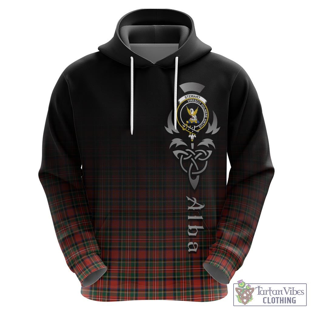 Tartan Vibes Clothing Stewart Royal Modern Tartan Hoodie Featuring Alba Gu Brath Family Crest Celtic Inspired