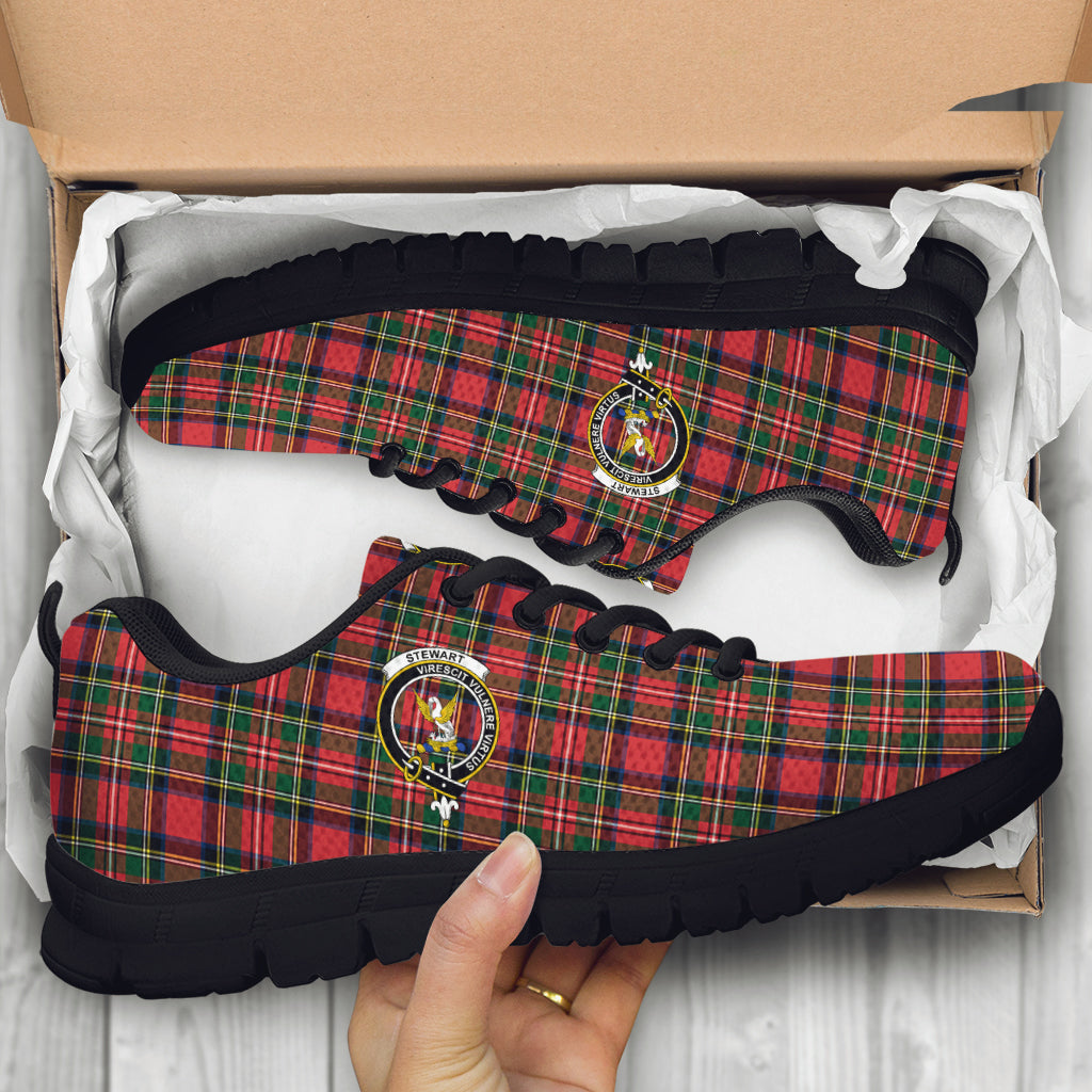 Stewart Royal Modern Tartan Sneakers with Family Crest - Tartan Vibes Clothing