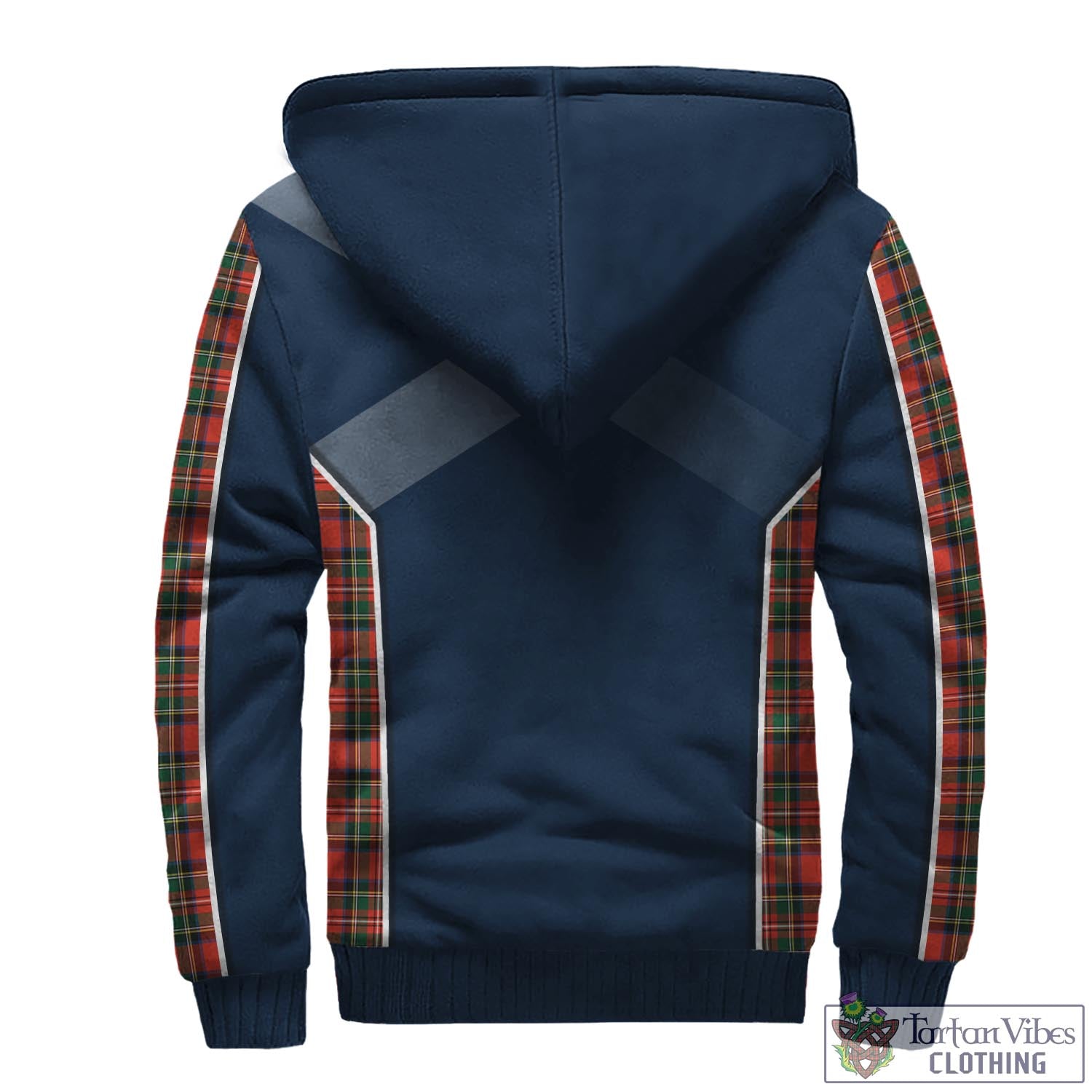 Tartan Vibes Clothing Stewart Royal Modern Tartan Sherpa Hoodie with Family Crest and Scottish Thistle Vibes Sport Style