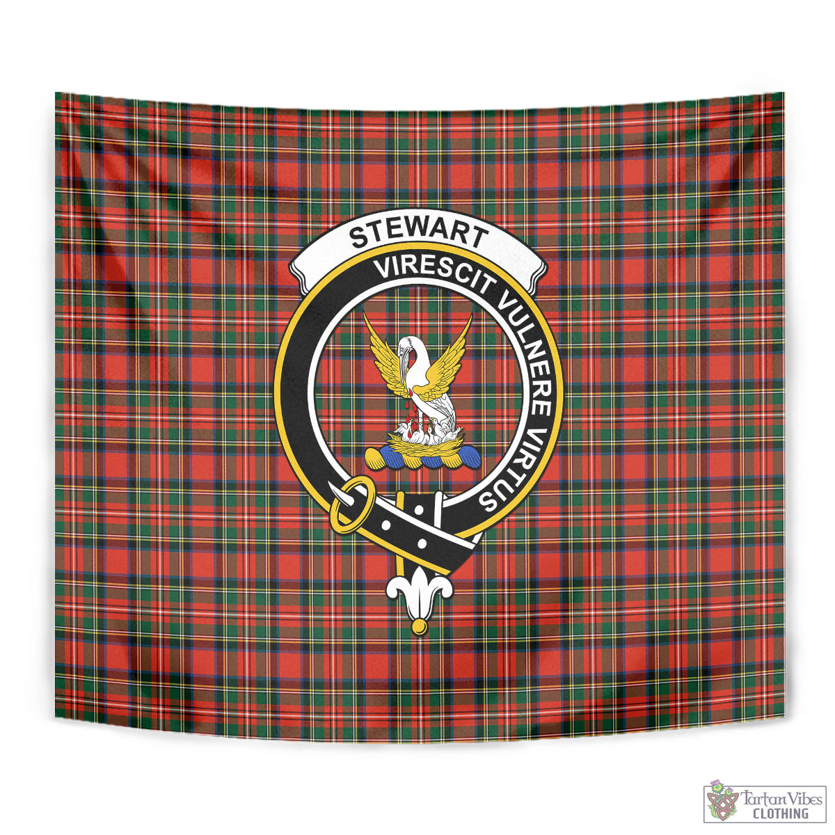 Tartan Vibes Clothing Stewart Royal Modern Tartan Tapestry Wall Hanging and Home Decor for Room with Family Crest