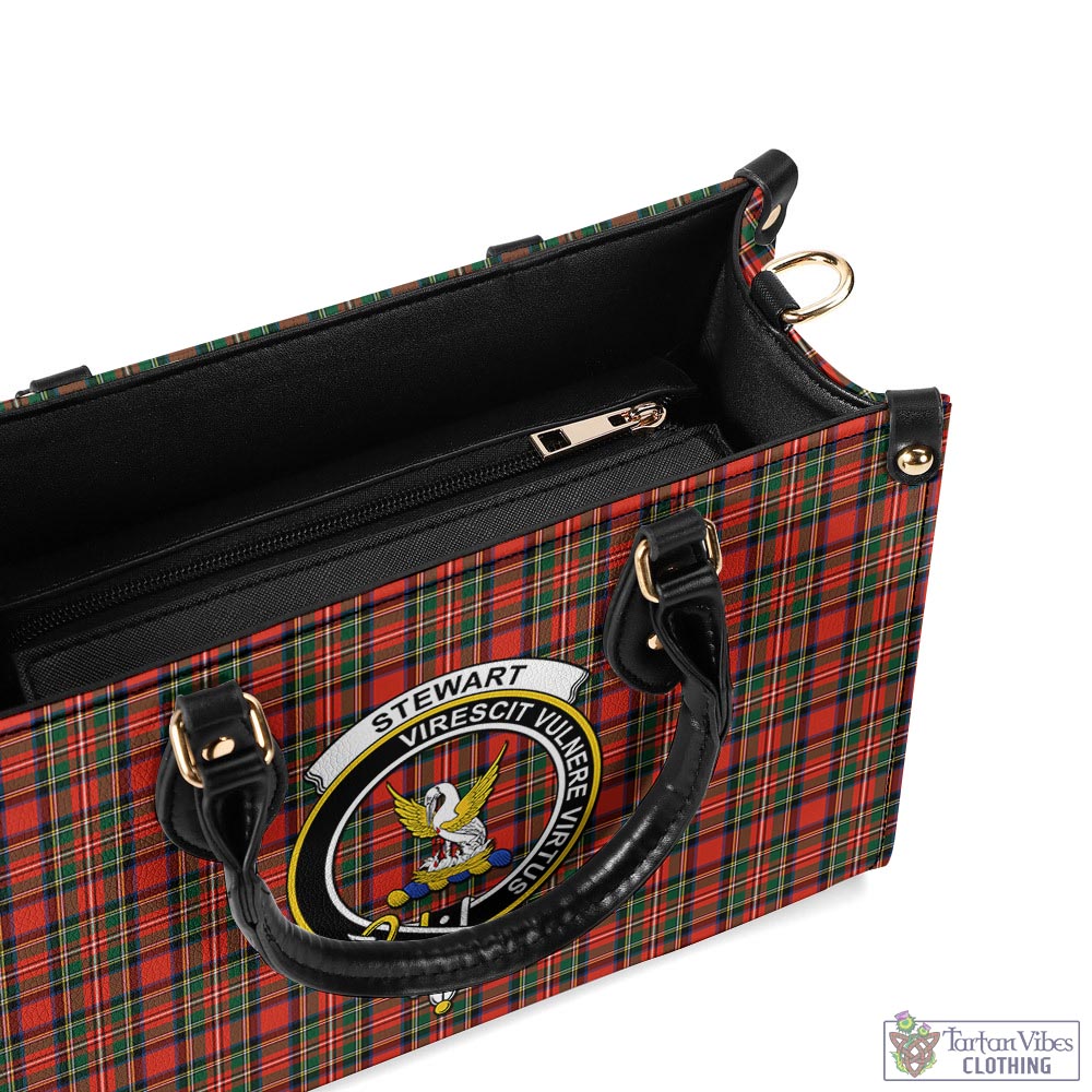 Tartan Vibes Clothing Stewart Royal Modern Tartan Luxury Leather Handbags with Family Crest