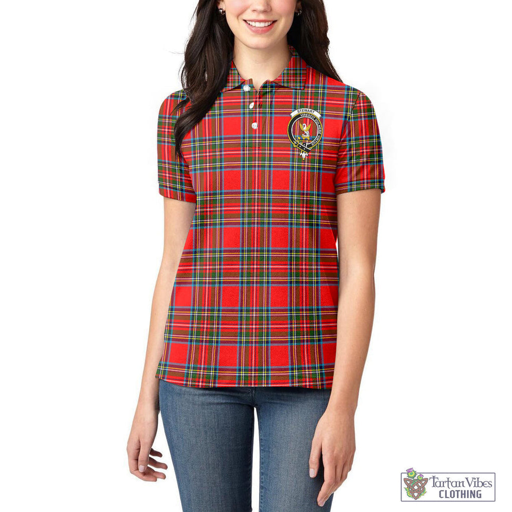 Stewart (Stuart) Tartan Polo Shirt with Family Crest For Women - Tartan Vibes Clothing