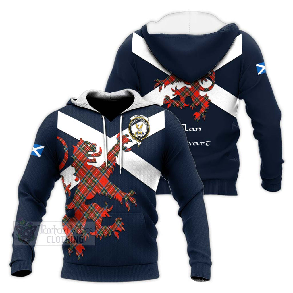 Tartan Vibes Clothing Stewart (Stuart) Tartan Lion Rampant Knitted Hoodie – Proudly Display Your Heritage with Alba Gu Brath and Clan Name