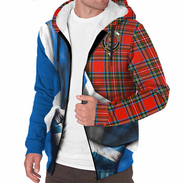 Stewart (Stuart) Tartan Sherpa Hoodie with Family Crest Scotland Patriotic Style