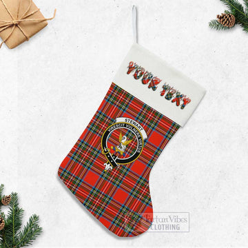 Stewart (Stuart) Tartan Family Crest Christmas Stocking with Personalized Text