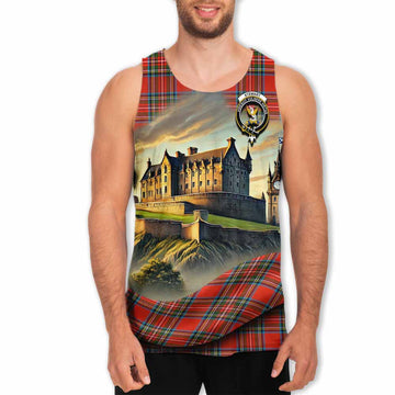 Stewart (Stuart) Tartan Family Crest Men's Tank Top with Scottish Ancient Castle Style Men - Tartan Vibes Clothing