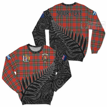 Stewart (Stuart) Crest Tartan Sweatshirt with New Zealand Silver Fern Half Style