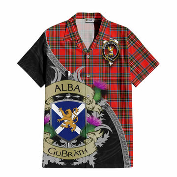 Stewart (Stuart) Tartan Family Crest Hawaiian Shirt Lion Rampant Royal Thistle Shield Celtic Inspired Kid - Tartan Vibes Clothing