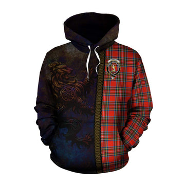 Stewart (Stuart) Tartan Family Crest Cotton Hoodie Alba Gu Brath Be Brave Lion Ancient Style Pullover Hoodie XS - Tartan Vibes Clothing