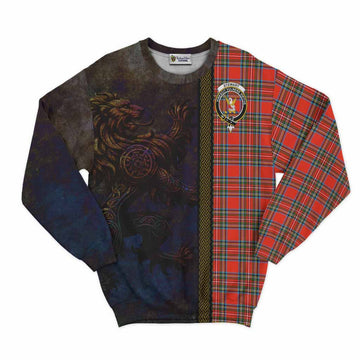 Stewart (Stuart) Tartan Family Crest Sweatshirt Alba Gu Brath Be Brave Lion Ancient Style Unisex - Tartan Vibes Clothing