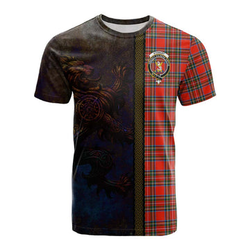 Stewart (Stuart) Tartan Family Crest Cotton T-shirt Alba Gu Brath Be Brave Lion Ancient Style Kid's Shirt - Tartan Vibes Clothing