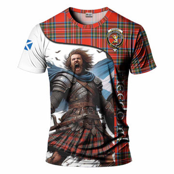 Stewart (Stuart) Crest Tartan T-Shirt Inspired by the Freedom of Scottish Warrior