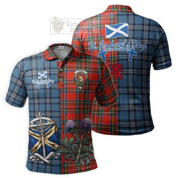 Stewart (Stuart) Tartan Polo Shirt Happy St. Andrew's Day Half Tartan Style