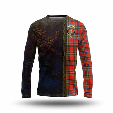 Stewart (Stuart) Tartan Family Crest Long Sleeve T-Shirt Alba Gu Brath Be Brave Lion Ancient Style Unisex - Tartan Vibes Clothing
