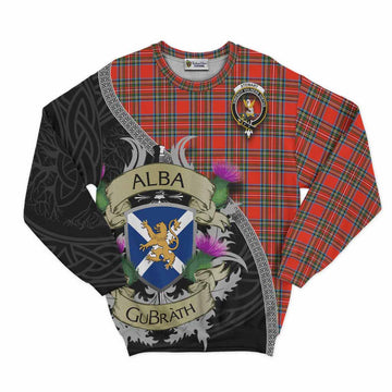 Stewart (Stuart) Tartan Family Crest Sweatshirt Lion Rampant Royal Thistle Shield Celtic Inspired Unisex - Tartan Vibes Clothing