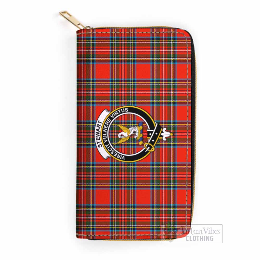 Stewart (Stuart) Tartan Women's Leather Wallet with Family Crest One Size 19.7*10.5*3.5 cm - Tartan Vibes Clothing