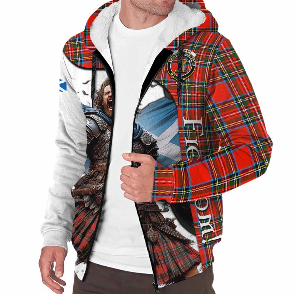 Tartan Vibes Clothing Stewart (Stuart) Crest Tartan Sherpa Hoodie Inspired by the Freedom of Scottish Warrior