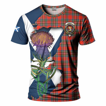 Stewart (Stuart) Tartan Family Crest T-Shirt Scottish Thistle Celtic Inspired Kid's Shirt - Tartan Vibes Clothing