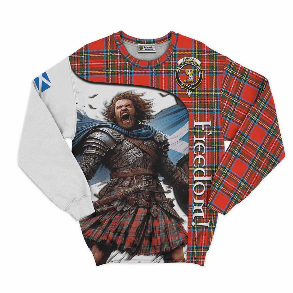 Tartan Vibes Clothing Stewart (Stuart) Crest Tartan Sweatshirt Inspired by the Freedom of Scottish Warrior