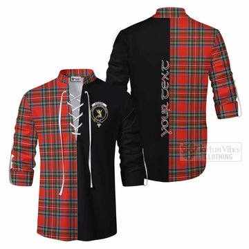 Stewart (Stuart) Tartan Ghillie Kilt Shirt with Family Crest and Half Of Me Style