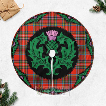 Stewart (Stuart) Tartan Christmas Tree Skirt Scottish Thistle Style