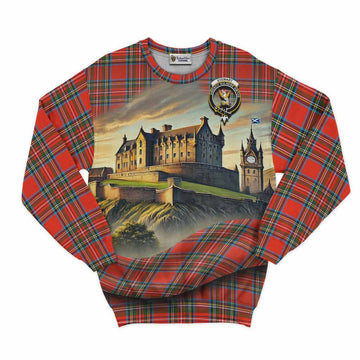 Stewart (Stuart) Tartan Family Crest Sweatshirt with Scottish Ancient Castle Style Unisex - Tartan Vibes Clothing