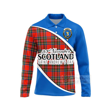 Stewart (Stuart) Family Crest Tartan Long Sleeve Polo Shirt Celebrate Saint Andrew's Day in Style