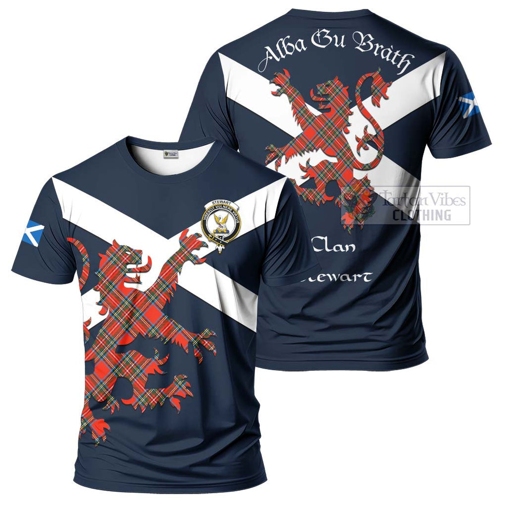 Tartan Vibes Clothing Stewart (Stuart) Tartan Lion Rampant T-Shirt – Proudly Display Your Heritage with Alba Gu Brath and Clan Name