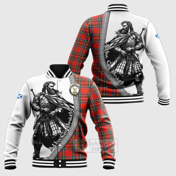 Stewart (Stuart) Tartan Clan Crest Baseball Jacket with Highlander Warrior Celtic Style