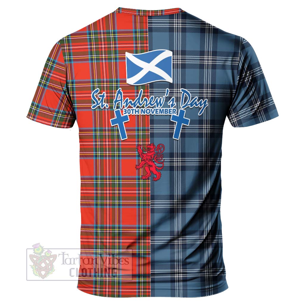 Tartan Vibes Clothing Stewart (Stuart) Tartan T-Shirt Happy St. Andrew's Day Half Tartan Style